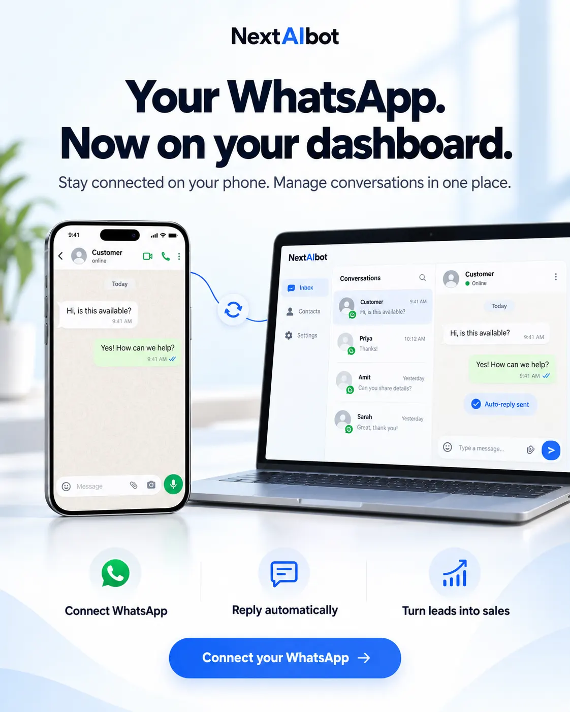 NextAIBot shared customer conversation dashboard